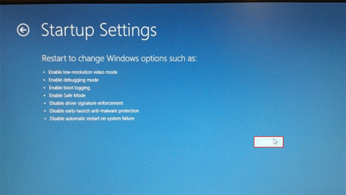Windows 8 Troubleshooting Advanced Options, Startup Settings